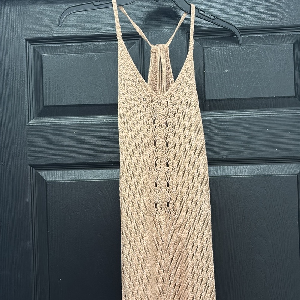 VS taupe crochet maxi coverup
